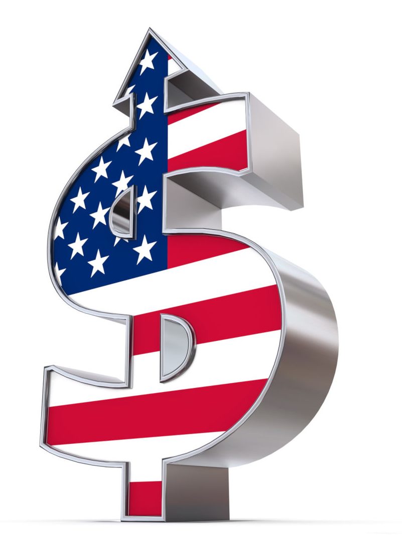 Dollar Symbol Arrow Up - United States Flag Texture